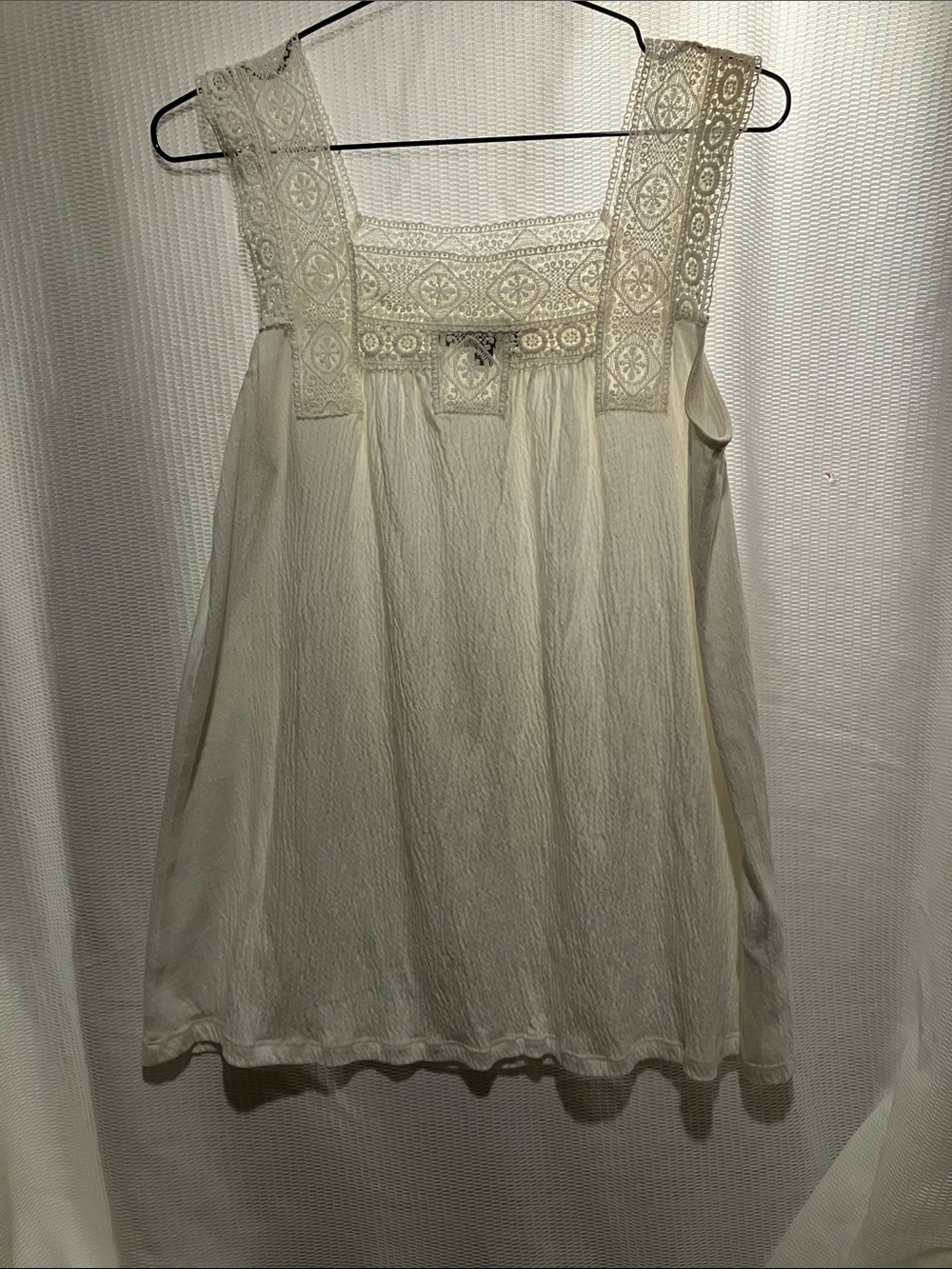 RXB Cream Lace-Trim Square Neck Tank Top